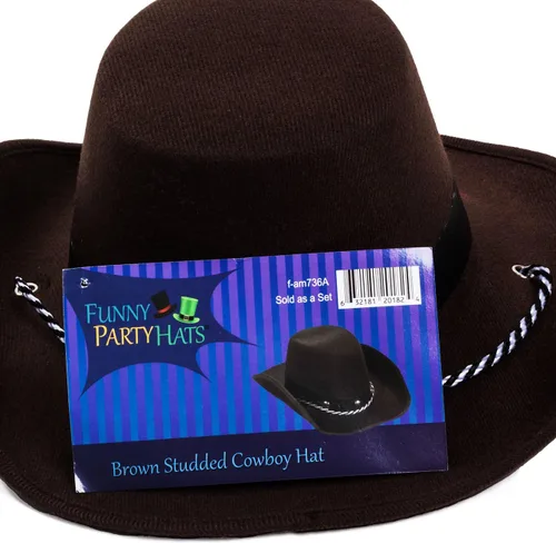 Miniatura 7 de Funny Party Hats Sombrero de vaquero de fieltro marrón para niños y bebés - Sombrero de fiesta occidental - Talla única, Marrón