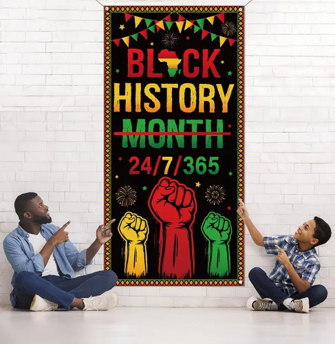 Miniatura 2 de Nepnuser Cubierta de puerta del mes de la historia negra Afro Afro Americano Nacional Fiesta Decoración Escuela Aula Puerta Frontal Colgante Banner