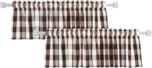 Miniatura 11 de 2 cenefas de cuadros de búfalo a cuadros para ventana de sala de estar, 16 pulgadas de largo, clásico dormitorio, baño, bolsillo para barra, cenefas