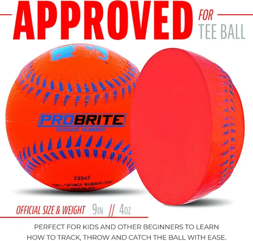 Miniatura 2 de Franklin Sports - Pro Brite - Pelota de Goma de Neón para Teeball - MLB - Tball Juvenil - Béisbol + Sóftbol - Uso Interior y Exterior
