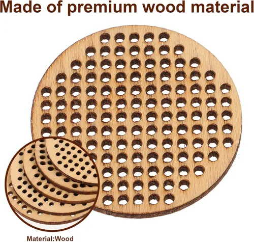 Miniatura 9 de Amosfun 20 etiquetas redondas de punto de cruz de madera de 1.96 pulgadas, rebanadas colgantes redondas en blanco para bricolaje, grabado, pintura