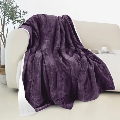Miniatura 44 de Elegant Comfort - Manta reversible y ultra suave de franela con forro polar - Manta de sherpa navideña de invierno - Ligera, suave y acogedora