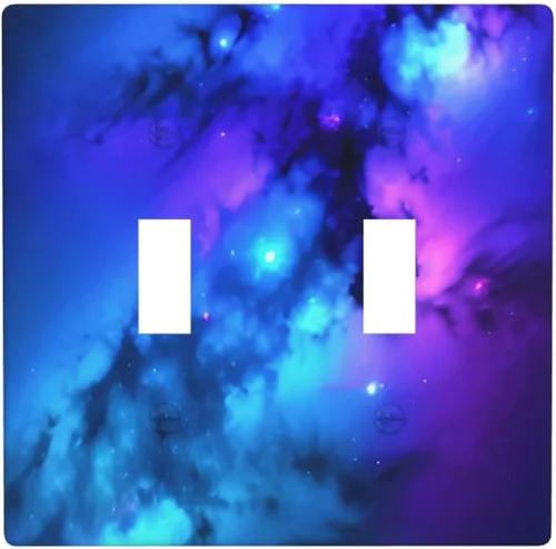 Miniatura 12 de Cubierta de placa de pared para interruptor de luz dúplex individual Galaxy para el hogar, dormitorio, cocina, decorativo, 4.5 x 2.76 pulgadas