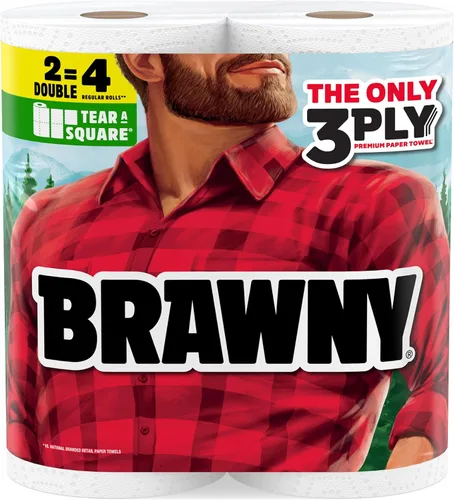 Miniatura 9 de Brawny Toallas de papel Tear-A-Square de 3 capas, 2 rollos triples = 6 rollos regulares, fuertes, absorbentes y duraderas con 3 tamaños de hoja