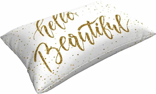 Miniatura 3 de Mugod Funda de almohada rectangular con purpurina dorada, cita motivacional, Hello Beautiful, funda de cojín decorativa para sofá de 20 x 30 pulgadas