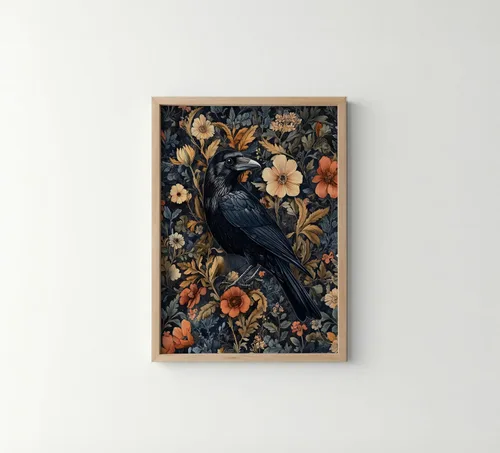 Miniatura 32 de Póster de Arte de Luna Llena, Estilo William Morris Retro de Mediados de Siglo Botánico Victoriano Academia Oscura Decoración Gótica Galería 10a