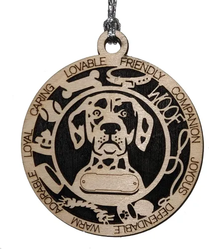 Miniatura 40 de Adorno de Navidad personalizado de madera para perro de 3 pulgadas, nombre y texto personalizables, hecho a mano en Estados Unidos, diseño de corte