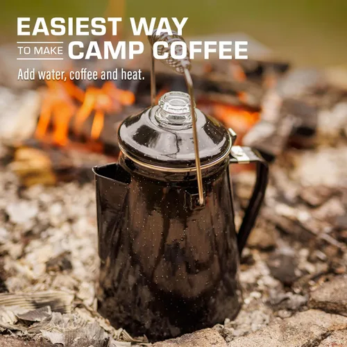 Miniatura 5 de COLETTI Cafetera Percolator clásica: la cafetera de camping más nostálgica, ahora modernizada [esmalte negro, 12 tazas]
