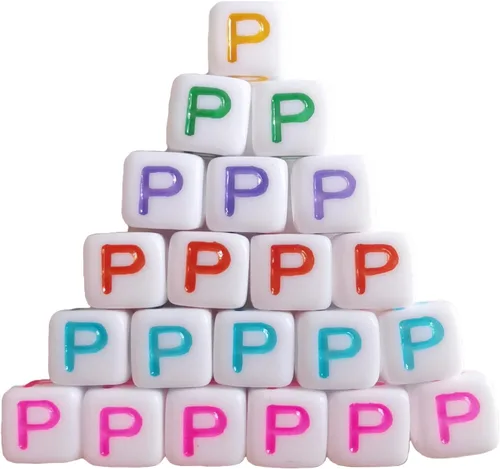 Miniatura 28 de Xeahung 200 cuentas de letras acrílicas cuadradas multicolor para hacer joyas, llaveros de bricolaje, collares, pulseras, decoraciones