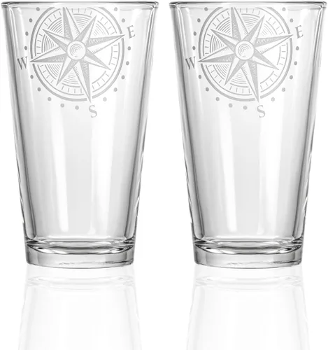 Miniatura 18 de Rolf Glass Compass Star - Vaso de vino sin tallo, vasos sin tallo de 15.75 onzas, juego de 4, cristalería con temática náutica, elegante vaso
