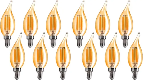 Miniatura 25 de FLSNT Bombillas LED para candelabro CA11 E12, bombillas LED regulables, equivalente a 40 W, luz blanca cálida de 2200 K, 330 lm, acabado de vidrio