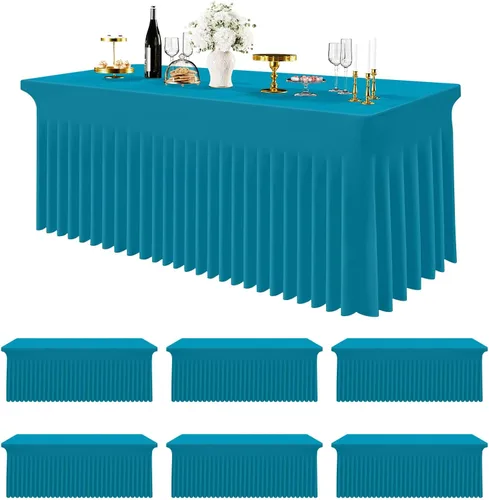 Miniatura 19 de Smiry Mantel de Spandex Paquete de 6, Mantel Elástico Ajustable Extensible para Mesas Rectangulares de 4 Pies, Cubierta de Mesa Impermeable Lavable