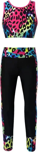 Miniatura 3 de JEATHA Conjunto de camiseta sin mangas con pantalones para niñas y niñas, para gimnasia, yoga, entrenamiento, ropa deportiva