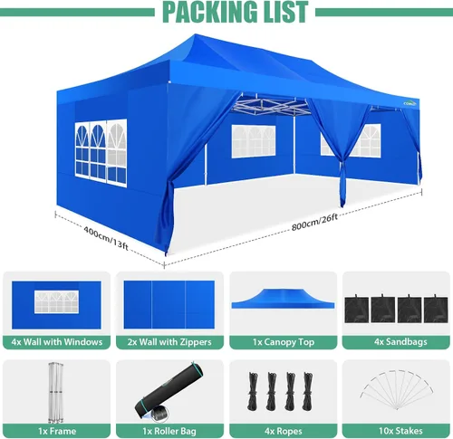 Miniatura 236 de COBIZI Tienda de campaña desplegable de 6.6 x 6.6 pies, toldo resistente, fácil de instalar, impermeable, para exteriores, fiestas, playa, jardín