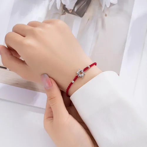 Miniatura 4 de Pulsera de cuerda roja con estrella de David para mujer, amuleto de la suerte, magen David, joyería, regalos de Navidad