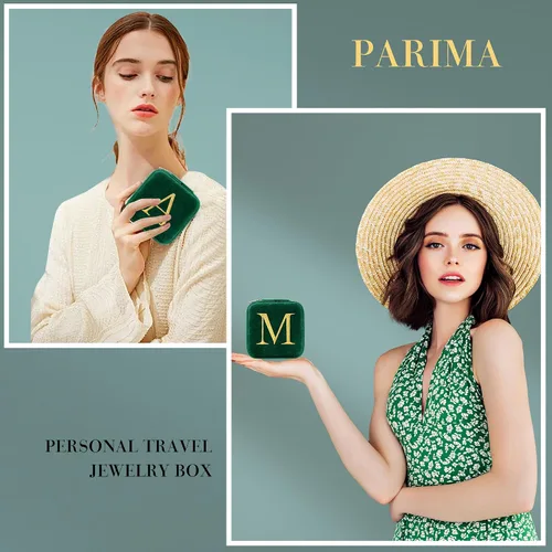 Miniatura 2 de Parima Joyero de terciopelo de felpa para el regreso a clases, organizador de joyas de viaje con monograma personalizado, cajas de joyería