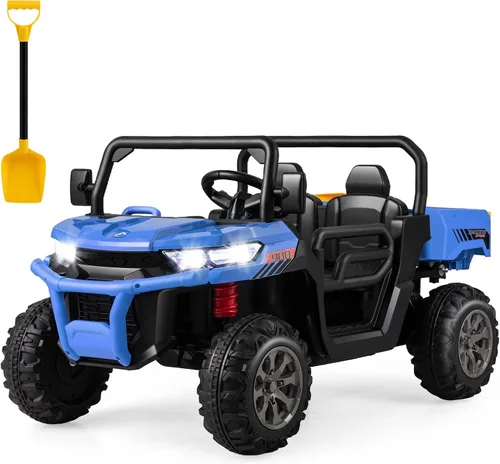 Miniatura 13 de HONEY JOY Auto de 2 plazas, 12 V, batería de 12 V, con control remoto, suspensión de resorte, velocidad alta/baja, almacenamiento, música, USB, Negro