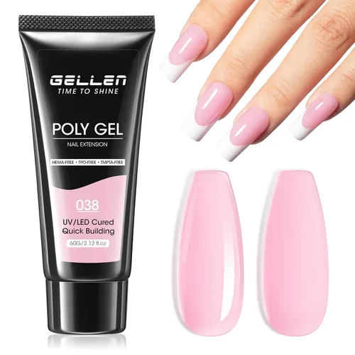 Miniatura 9 de GELLEN Natural Nude - Gel constructor de extensión de uñas de poligel, sin hema, TPO y TMPTA, 2.16 onzas 017 para engrosamiento de uñas de larga