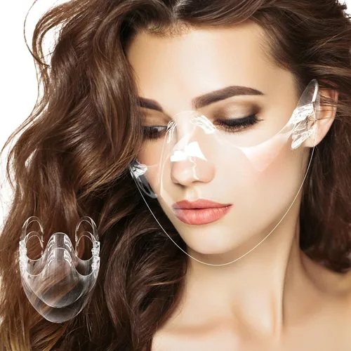 2 protectores faciales transparentes, máscara facial ligera antivaho transparente, resistente y transpirable, máscara facial protectora reutilizable