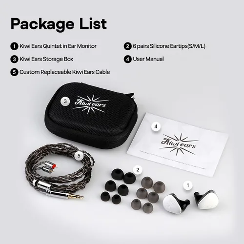 Miniatura 7 de Linsoul Kiwi Ears Quinteto in Ear Monitor, 1DD + 2BA + 1 Planar + 1 PZT Hybrid Driver Earphone, con cable OFC chapado en plata desmontable, placa