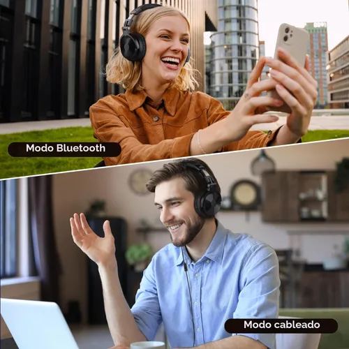 Miniatura 5 de OneOdio - Auriculares Bluetooth de diadema, 110 horas de sonido estéreo inalámbrico/con cable, auriculares plegables con graves profundos