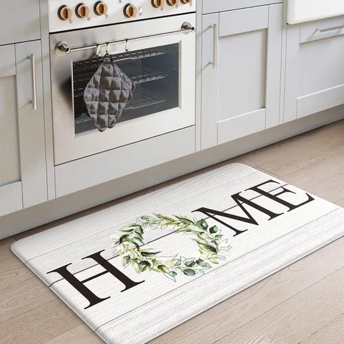 Miniatura 50 de KIMODE Alfombra Antifatiga para Cocina 2 Piezas, Alfombras de Cocina Impermeables y Antideslizantes, Alfombra de Cocina de Estilo Rústico para Piso