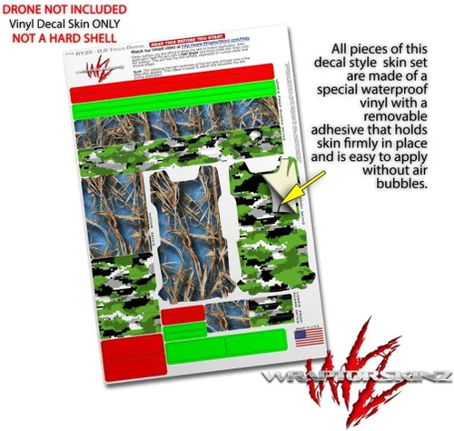 Miniatura 4 de Skin Wrap 2 Pack para DJI Ryze Tello Drone wraptorcamo Grassy Marsh Camo Azul Neón Drone No Incluidas