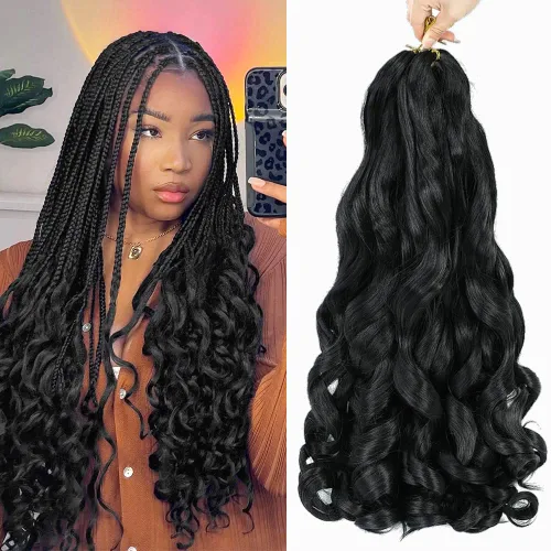 Miniatura 39 de WIPPORYA Cabello Rizado Francés para Trenzar de 24 Pulgadas, 6 Paquetes de Cabello Ondulado Suelto Elástico para Crochet Pre-Estirado 3.53