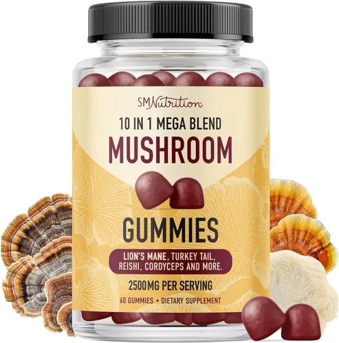 SMNutrition Gomitas de hongos para adultos | con melena de león, cola de pavo, reishi, cordyceps, chaga y maitake | Apoya la función cognitiva y la