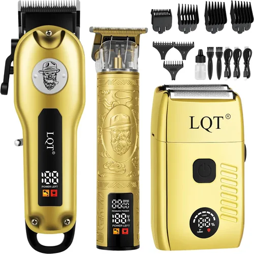 Cortadora de pelo profesional y recortadora de barba para hombres, maquinilla de afeitar eléctrica y kit de aseo, cortapelos inalámbrica recargable
