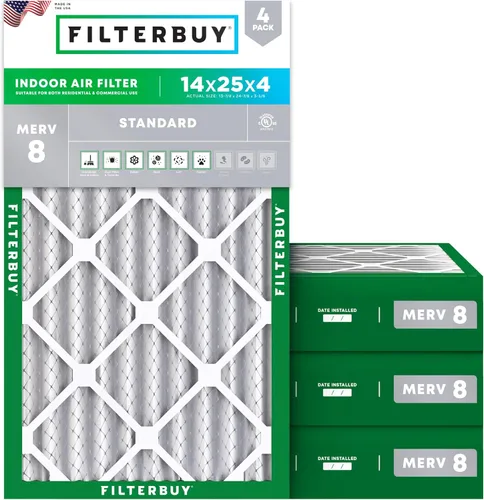 Miniatura 16 de Filterbuy - Filtro de aire de 20x20x1 MERV 8, Defensa Esencial contra el Polvo y las Alergias (paquete de 4), Filtros plisados electrostáticos