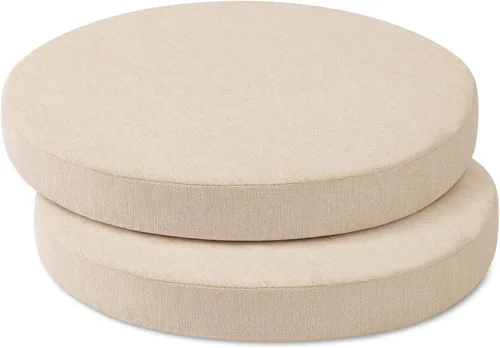 Miniatura 15 de Tromlycs Almohadilla de Cojín de Asiento Redondo para Silla de 14 Pulgadas para Sillas de Taburete Circular Cojín de Espuma Decorativo Beige