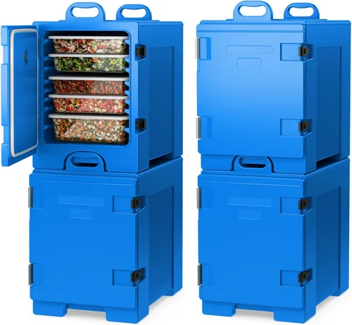 Miniatura 12 de COSTWAY Calentadores de alimentos para catering, cajas calientes para 5 sartenes de tamaño completo, capacidad de 81 cuartos de galón, diseño Negro