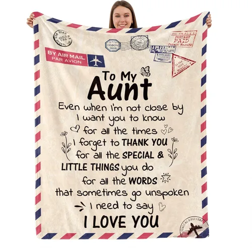 TURMTF Manta de regalo para tía, 50 x 60 pulgadas, manta con mensaje especial para mi tía de parte de sobrina/sobrino, regalo ideal de