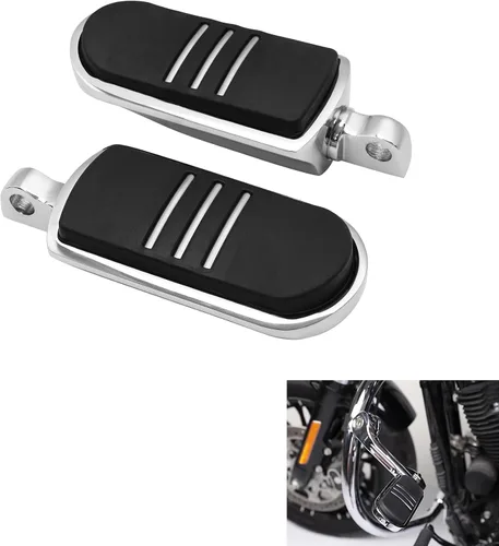 Miniatura 24 de TCMT Juego de reposapiés de motocicleta StreamLiner con incrustaciones de goma negra para modelos Harley Touring y Softail de 1986 en adelante