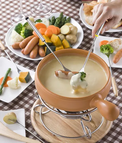 Miniatura 3 de 6 piezas de tenedores de fondue de acero inoxidable de 9.5 pulgadas, tenedores de fondue de queso codificados por color con mango resistente al