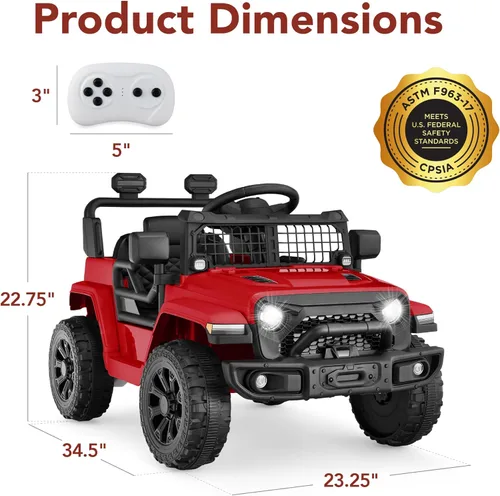 Miniatura 7 de Productos de la mejor elección, vehículo de juguete de paseo de 6 V para niños, mini camioneta, auto eléctrico de juego con control remoto para Rojo