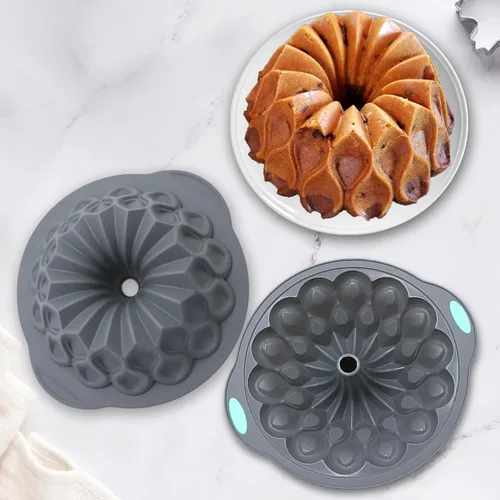 Miniatura 8 de Tongjude 4 Piezas Moldes de Silicona Acanalados para Pasteles, Molde Tubular para Hornear de 9/10/12 Tazas, Moldes de Silicona para Pasteles