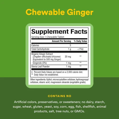 Miniatura 4 de Natural Factors Jengibre masticable 500 mg, 90
