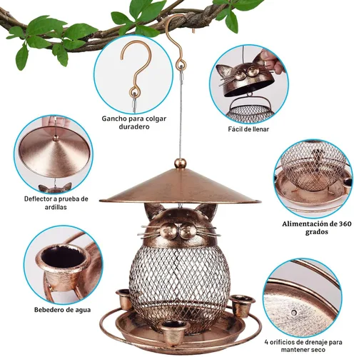 Miniatura 3 de LBTING Comedero para pájaros para exteriores, comedero para pájaros silvestres de metal a prueba de ardillas, decoración para colgar al aire libre