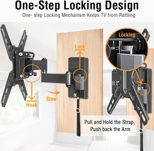 Miniatura 3 de ELIVED Soporte de pared para TV con cerradura para RV para la mayoría de televisores de 13 a 43 pulgadas, soporte de pared para TV con giro