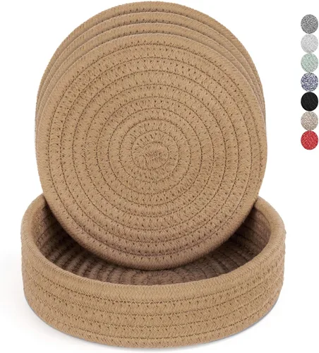 Miniatura 10 de Salvamanteles para platos calientes, ollas y sartenes, almohadillas calientes con cesta de almacenamiento, soportes para ollas para cocina, tapete