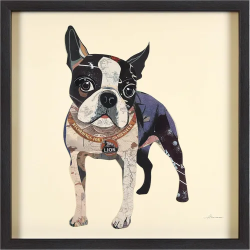 Miniatura 10 de Empire Art Direct Alex Zeng - Papel gráfico enmarcado con collage dimensional de bulldog francés bajo vidrio, listo para colgar, 17 x 17 pulgadas