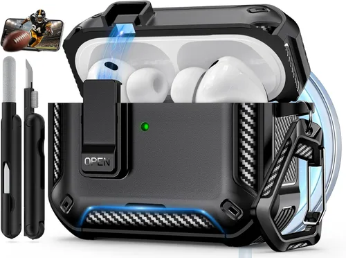 Miniatura 30 de Funda para AirPods Pro de 2 generación con soporte para teléfono, diseño de interruptor automático de protección completa contra caídas con kit