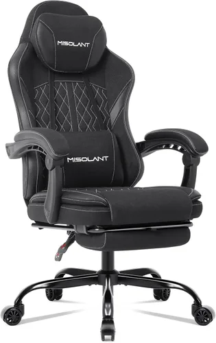 Miniatura 10 de Misolant Silla Gaming, Silla Gamer de Tela con reposapiés para Adultos, Silla Ergonómica de Computadora para Juegos de Respaldo Alto