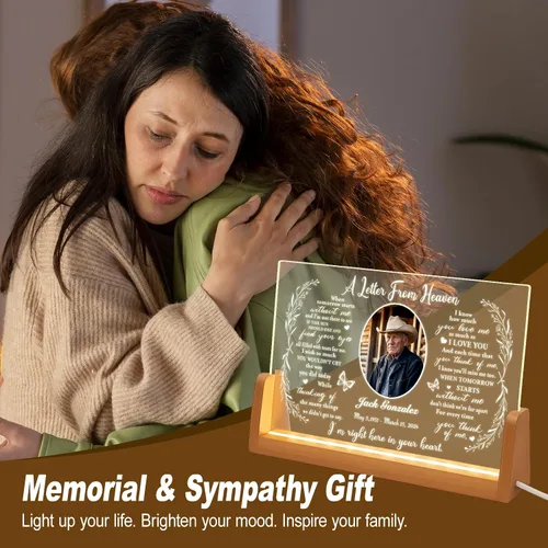 Miniatura 6 de Placa de luz conmemorativa personalizada con foto, regalo de condolencias personalizado por la pérdida de mamá, papá o ser querido, recuerdo