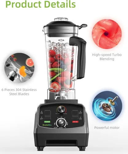 Miniatura 2 de BioloMix Licuadora profesional, 2200 W, capacidad de 68 onzas, licuadora de alta velocidad de cocina para batidos, batidos, trituración de hielo