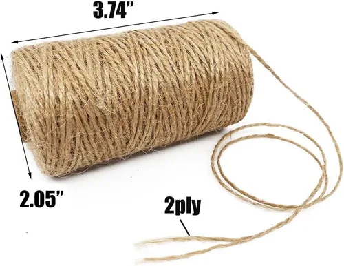 Miniatura 2 de Cuerda de yute para manualidades, cuerda de yute de 0.039 in, 328 pies y 328 pies de algodón rojo y blanco, cuerda de Navidad para manualidades