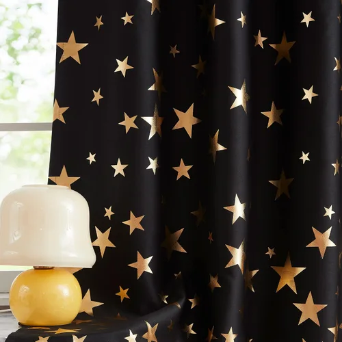 Miniatura 21 de Treatmentex Cortinas Opacas de Oro Marfil con Estampado de Copos de Nieve, Paneles de Cortina para Sala de Estar de 63 Pulgadas con Medallón Floral