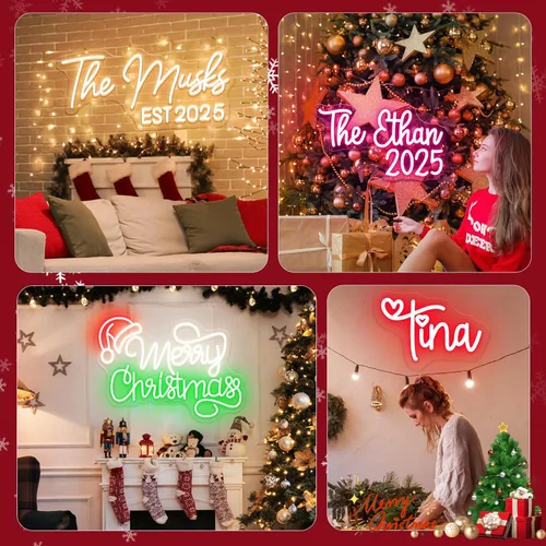 Miniatura 3 de Letreros de neón personalizados, letrero de nombre LED personalizado para boda, fiesta de cumpleaños, luz de letrero de neón personalizable para 2
